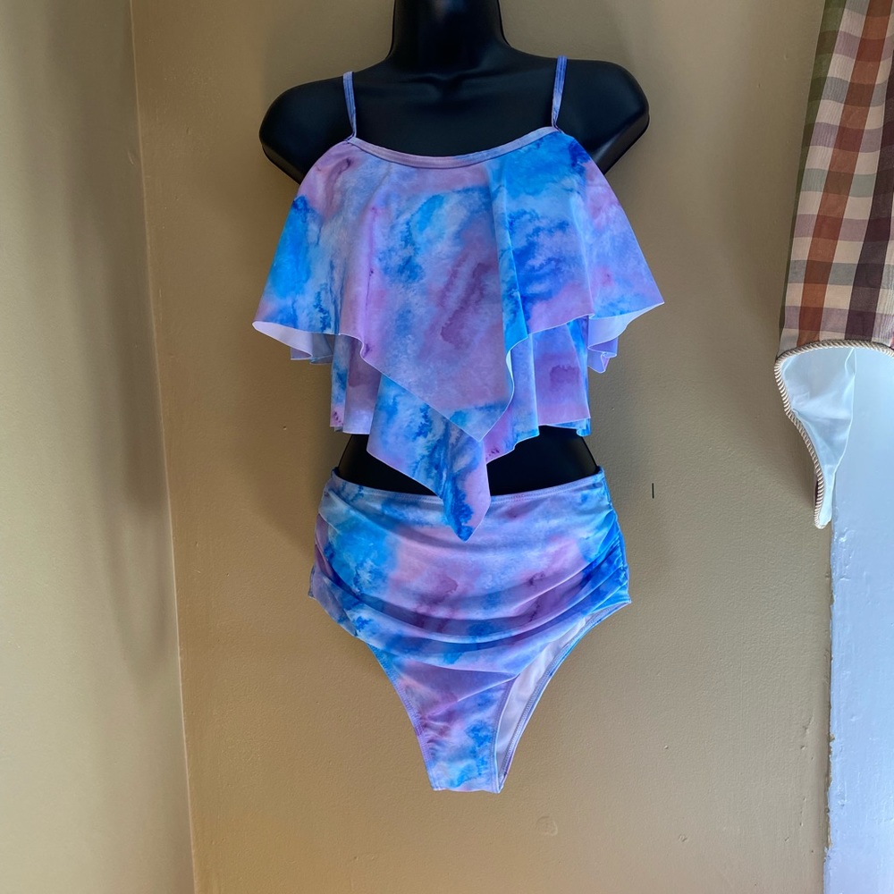 LIKE NEW SHEIN Cotton Candy Tie-Dye Styled Bikini